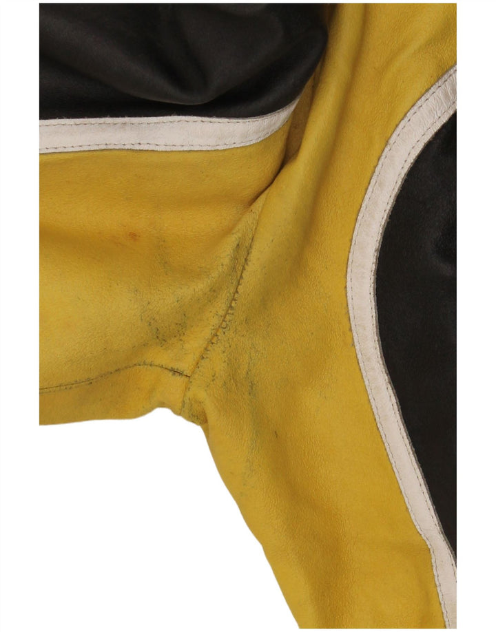 VINTAGE Ανδρικό Δερμάτινο Μπουφάν Racer IT 48 Medium Black Colourblock Leather