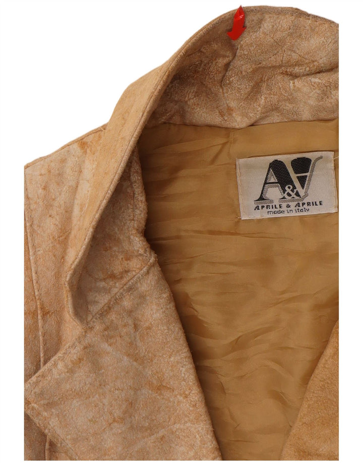 VINTAGE Γυναικείο Suede Jacket UK 12 Medium Beige Leather