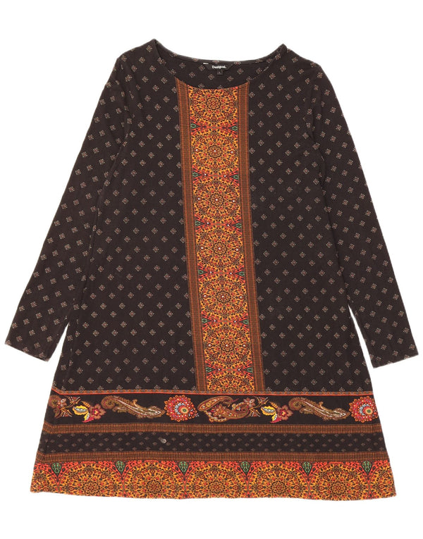 DESIGUAL Γυναικείο μακρυμάνικο φόρεμα A-Line UK 14 Large Black Paisley