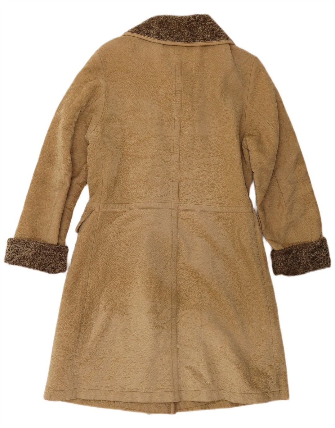 VINTAGE Γυναικείο Δερμάτινο Παλτό UK 6 XS Καφέ