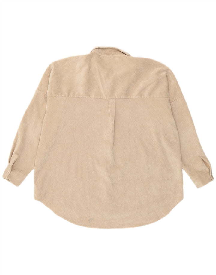 Zara Γυναικείο υπερμεγέθη κοτλέ πουκάμισο UK 16 Large Beige