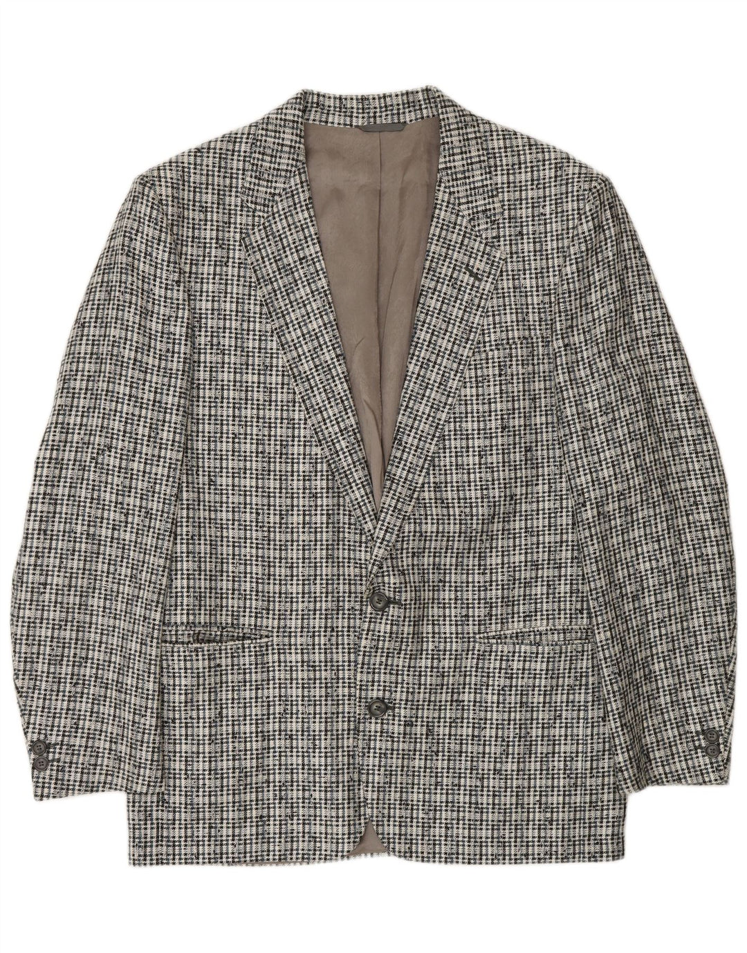 VINTAGE Ανδρικό μπλέιζερ 2 κουμπιών μπουφάν IT 50 Large Grey Check Polyester