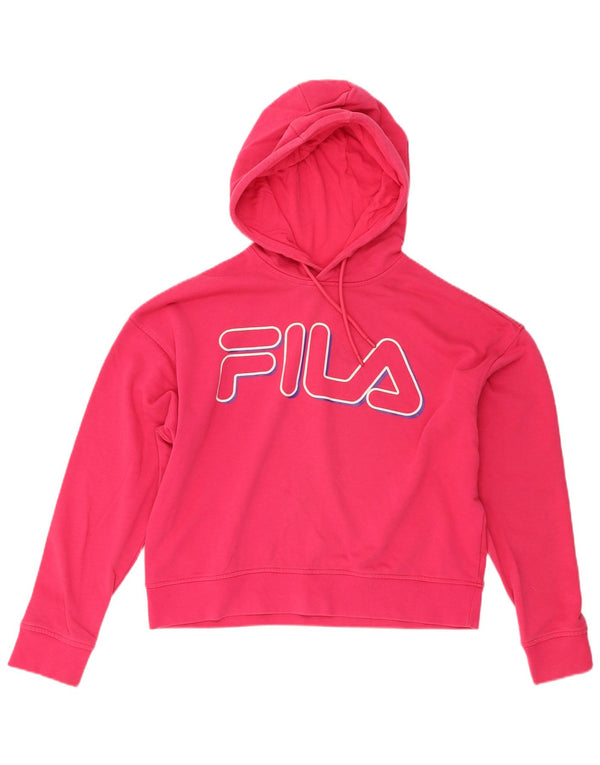 Fila Γυναικείο Crop Graphic Oversized Hoodie Jumper UK 6 XS Pink Cotton