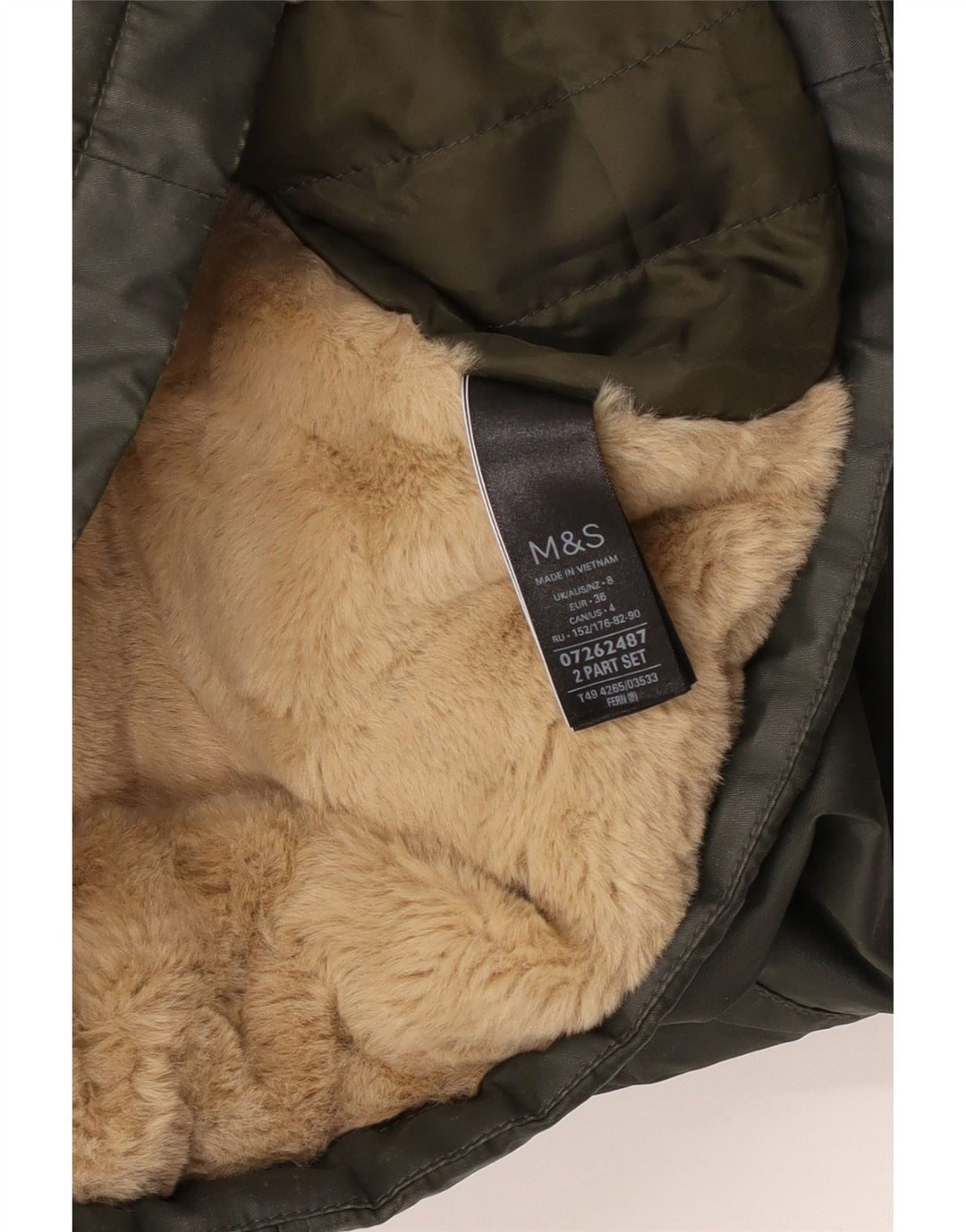 Marks & Spencer Γυναικείο υπερμεγέθη κερωμένο μπουφάν με κουκούλα UK 8 μικρό χακί