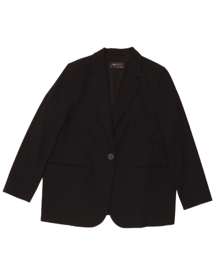 Marks & Spencer Γυναικείο Μπουφάν Μπλέιζερ με 1 Κουμπί UK 18 XL Μαύρο