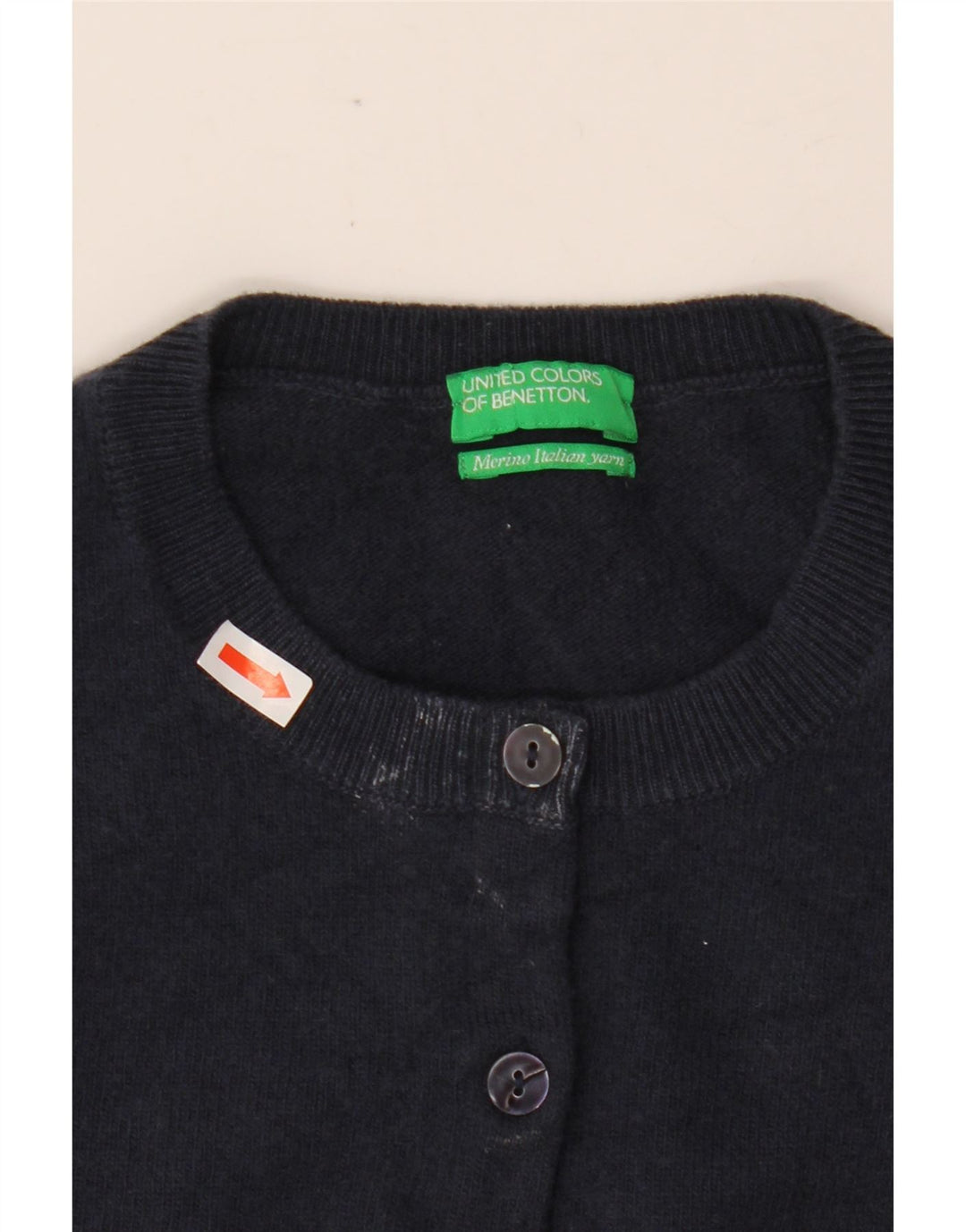 BENETTON Γυναικεία ζακέτα Crop UK 6 XS Navy Blue Merino Wool