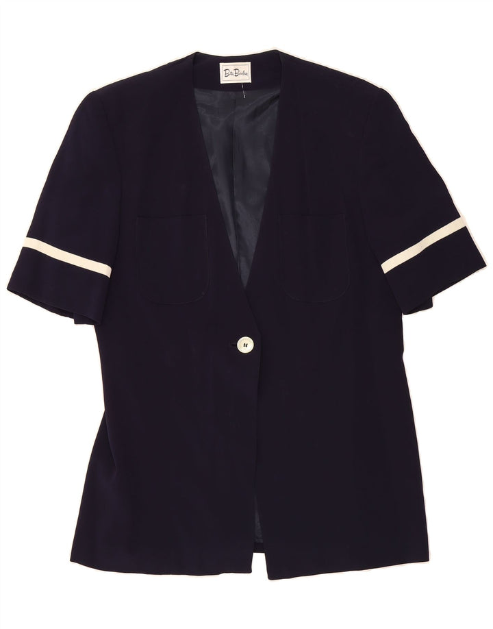 BETTY BARCLAY Womens 1 Button Blazer Jacket UK 12 Medium Navy Blue Striped Vintage Betty Barclay and Second-Hand Betty Barclay from Messina Hembry 