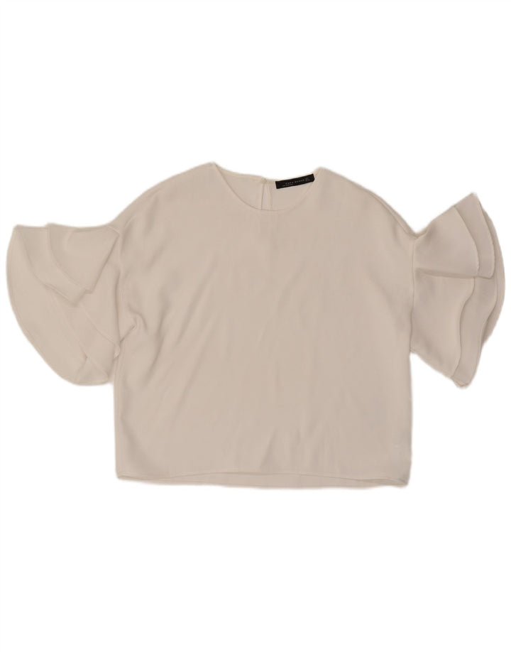 Zara Γυναικεία Μπλούζα Μπλούζας Μπλούζας Oversized UK 10 Small White Polyester