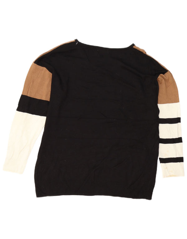 Calvin Klein Γυναικείο πουλόβερ με λαιμόκαυστο UK 16 Large Black Colourblock