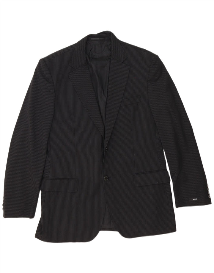 Ανδρικό σακάκι σακάκι Hugo Boss με 2 κουμπιά EU 54 2XL Παρθένο μαλλί με μαύρο ρίγες