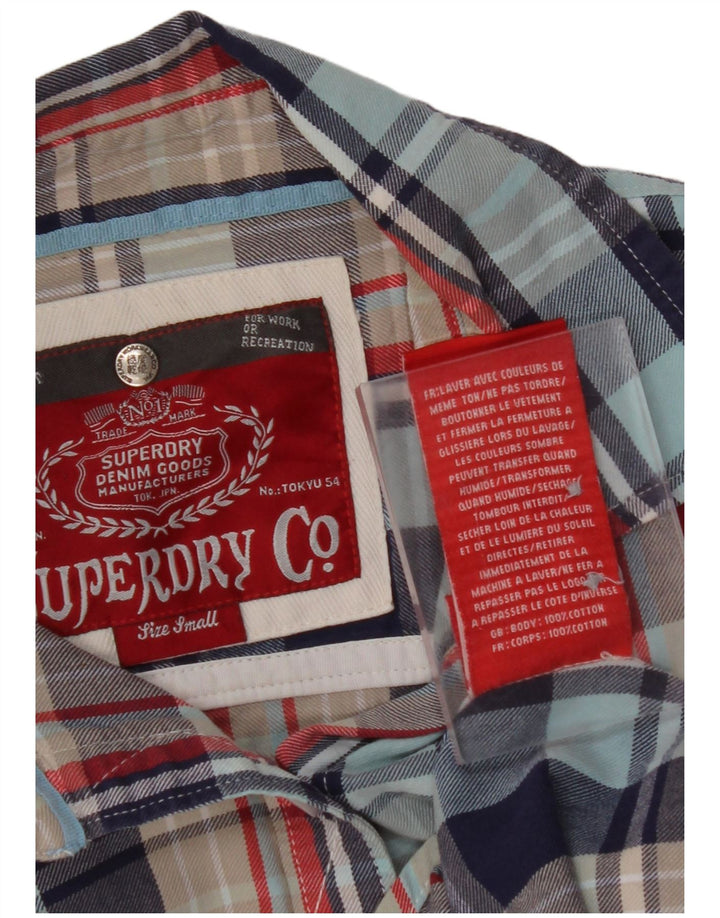 Γυναικείο φανελένιο πουκάμισο SUPERDRY UK 10 Small Blue Check Cotton