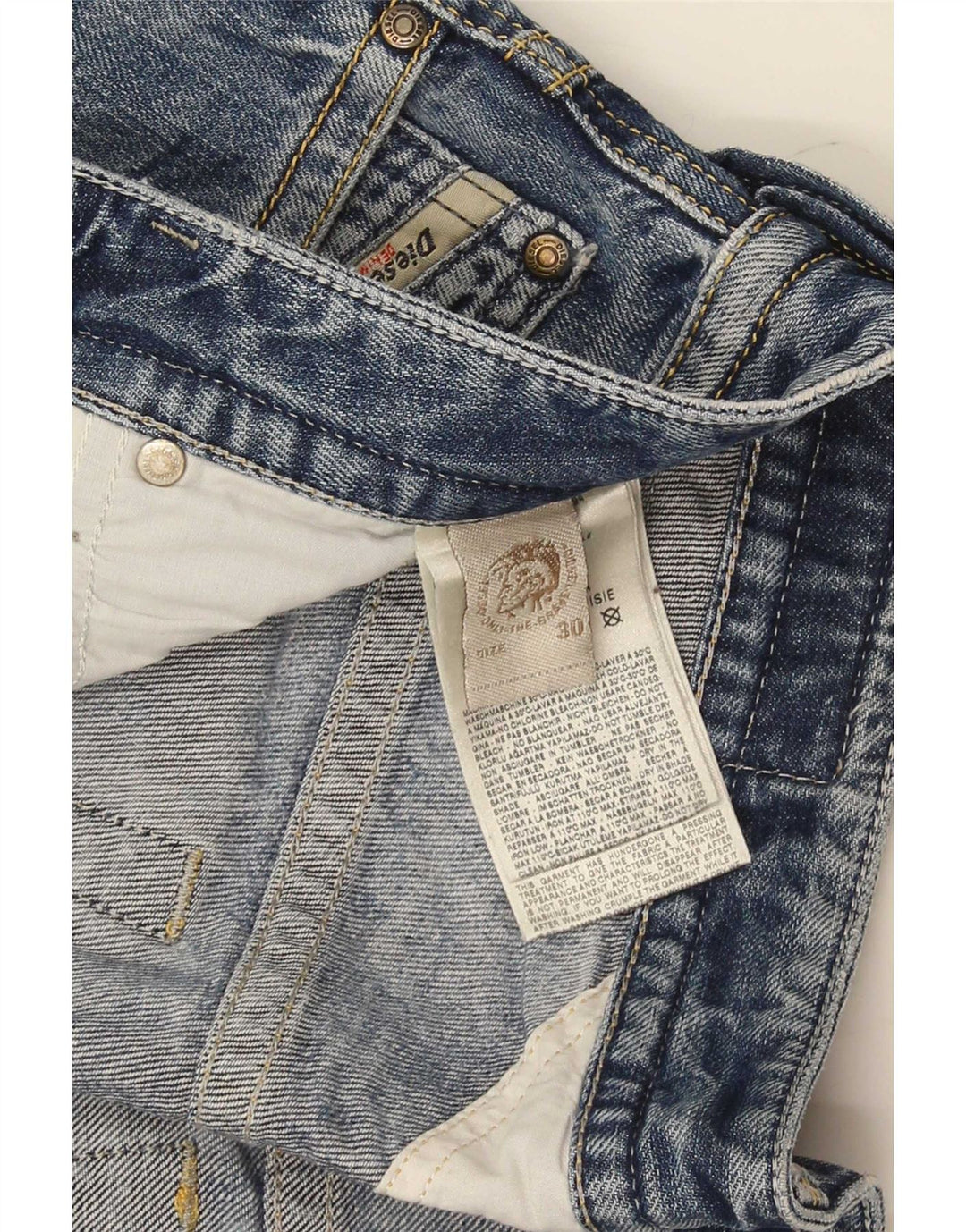 Diesel Mens Distressed Slim Jeans W30 L33 Μπλε βαμβακερό