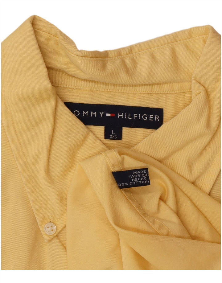 Ανδρικό πουκάμισο Tommy Hilfiger μεγάλο κίτρινο βαμβακερό