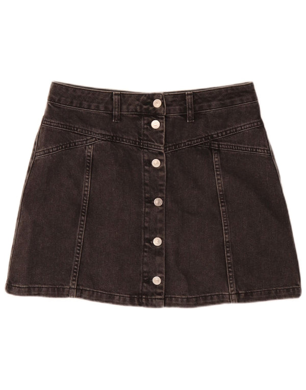 Moto Γυναικεία Μίνι Τζιν Φούστα UK 12 Medium W30 Μαύρη Βαμβακερή