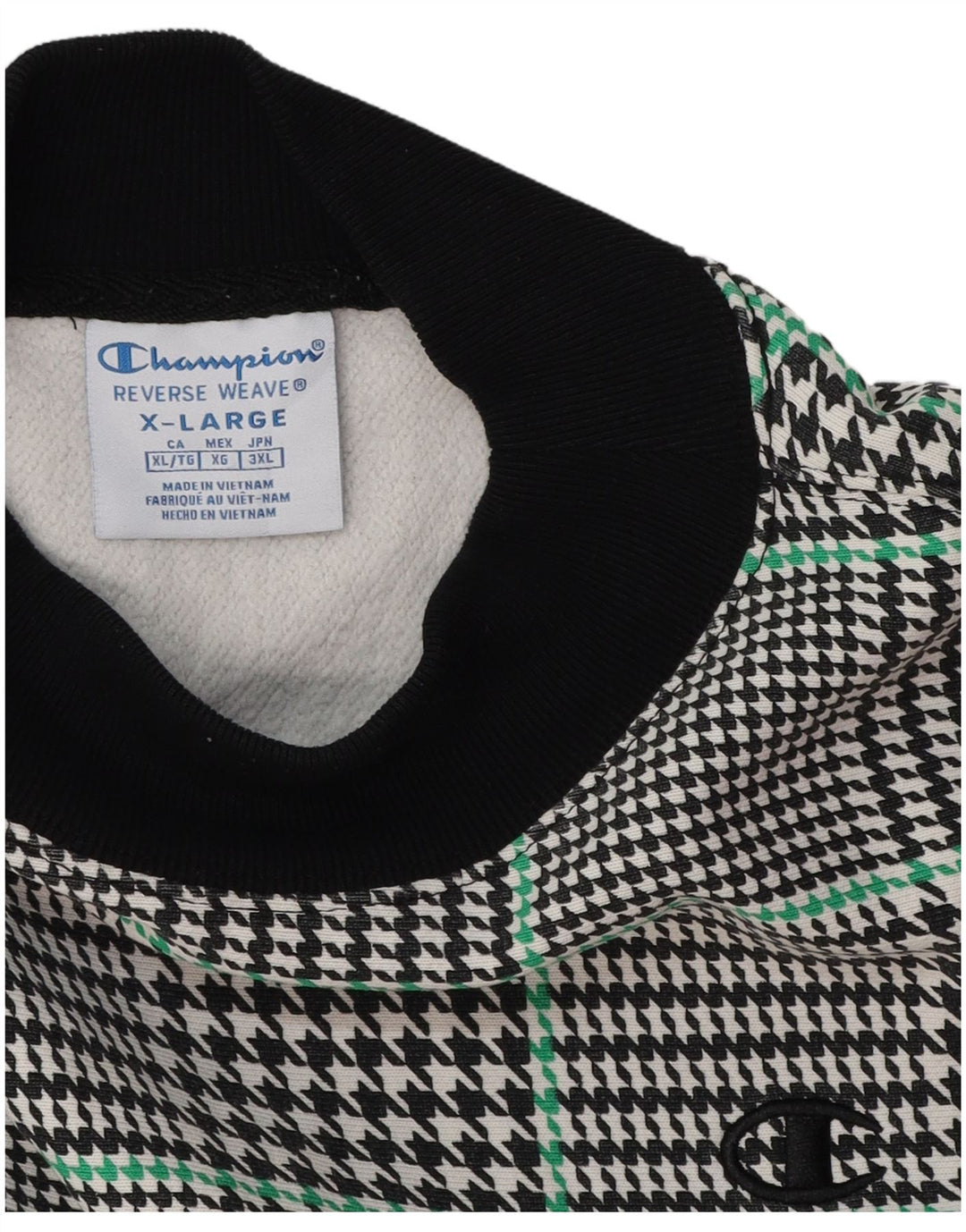 CHAMPION Γυναικεία φούτερ Crop Jumper UK 18 XL Μαύρο βαμβακερό Houndstooth