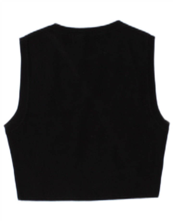 Zara Γυναικείο Crop Vest Top UK 14 Large Black Viscose