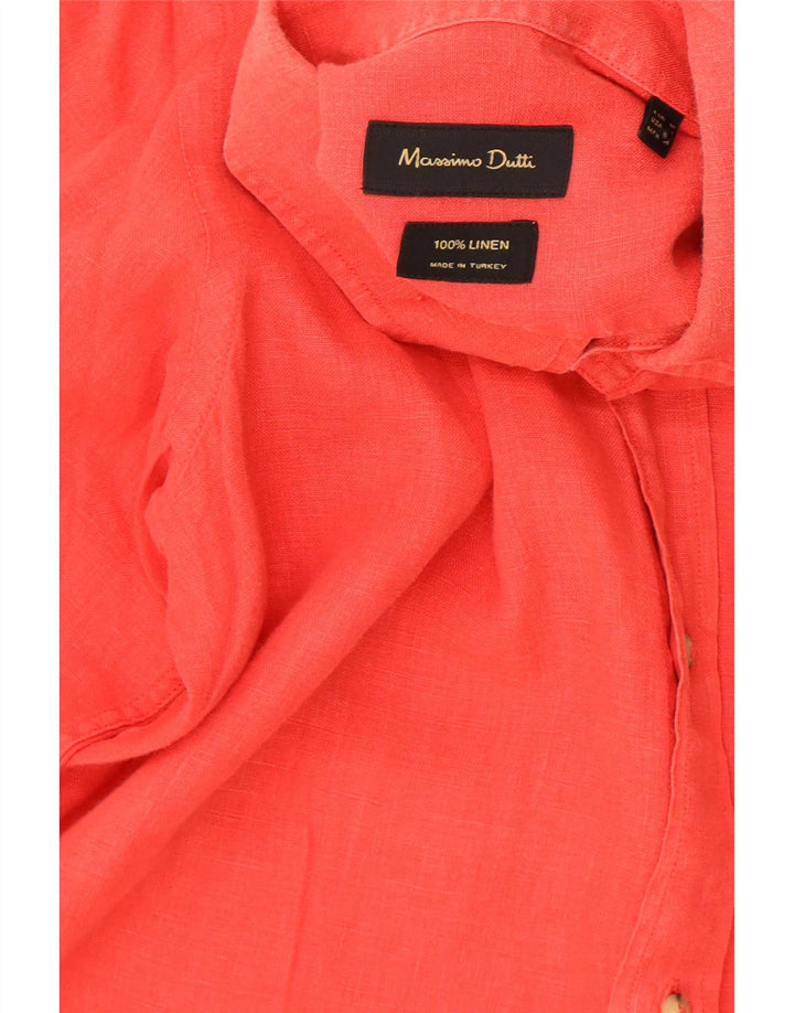 Ανδρικό πουκάμισο Massimo Dutti, μεσαίο κόκκινο λινό