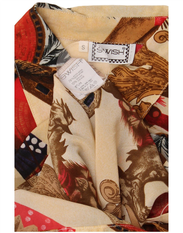 Swish Γυναικείο Longline μπλούζα με αφηρημένο σχέδιο UK 10 Small Beige