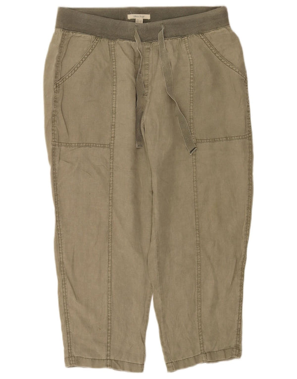 Λευκό γυναικείο κομμένο παντελόνι UK 12 Medium W32 L23 Χακί Λευκό