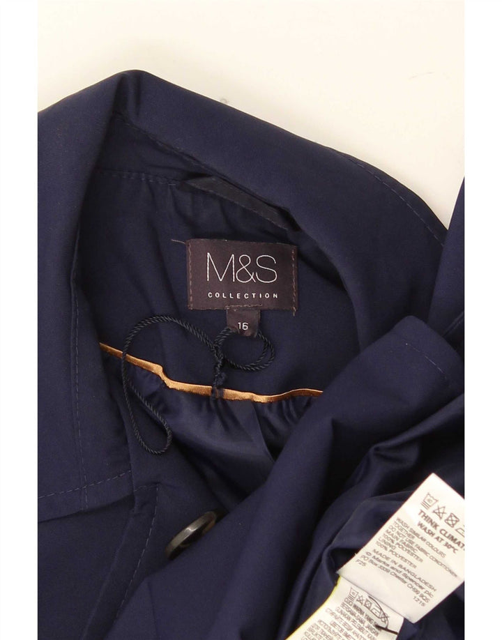 Marks & Spencer Γυναικείο παλτό μπιζελιού UK 16 Large Navy Blue Polyester