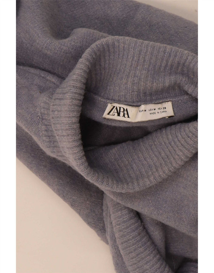 Zara Γυναικείο πουλόβερ με ρολό με λαιμόκοψη μεγάλου μεγέθους UK 14 Medium Blue