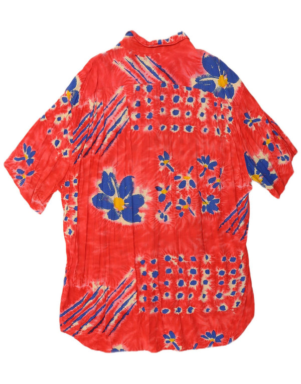 JAMS WORLD Mens Short Sleeve Shirt XL Red Floral Rayon
