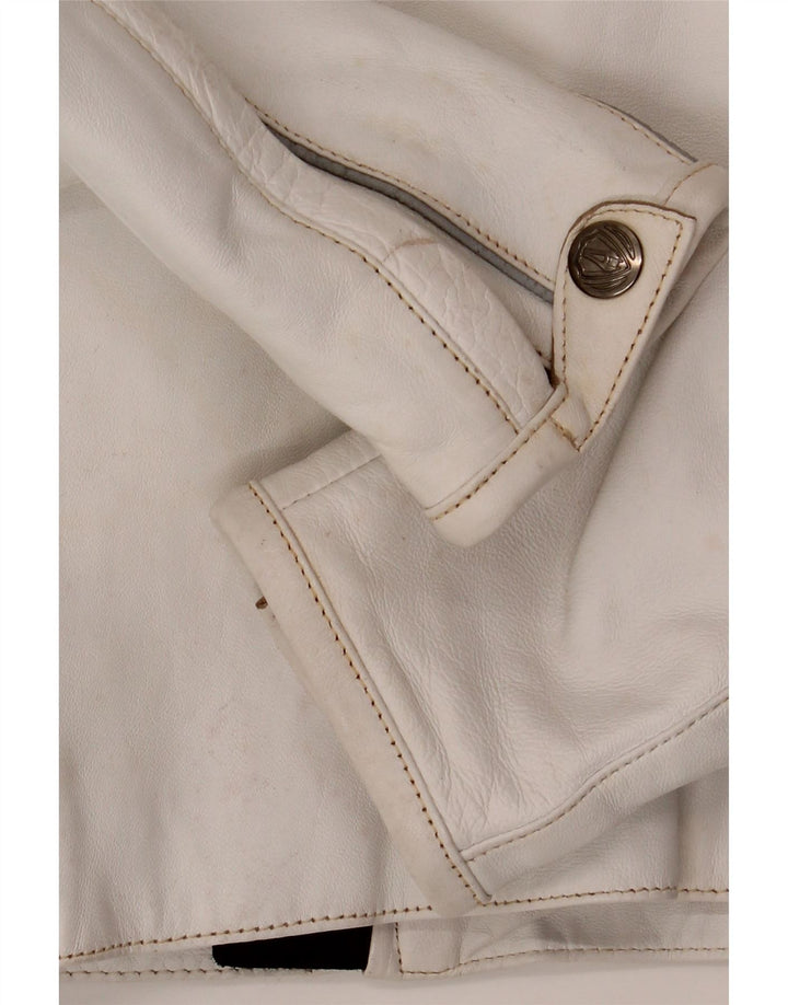 Arlen Ness Γυναικείο Biker Jacket UK 18 XL Off White Leather