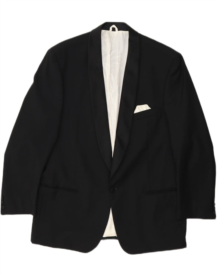 Cacharel Ανδρικό Μπουφάν 1 Κουμπί Blazer IT 56 3XL Μαύρο Μάλλινο
