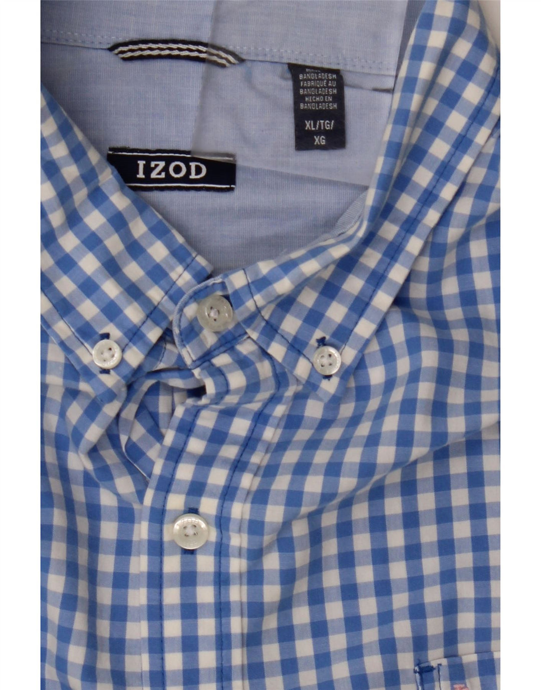 IZOD Mens Big & Tall Short Sleeve Shirt XL Blue Gingham