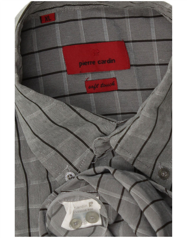 Ανδρικό κοντομάνικο πουκάμισο Pierre Cardin XL Grey Check Polyester