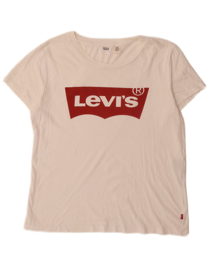 Γυναικείο γραφικό T-Shirt Levi's Top UK 14 Medium White