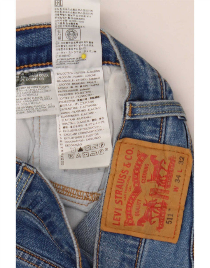Levi's Mens 511 Slim Jeans W34 L32 Blue Cotton