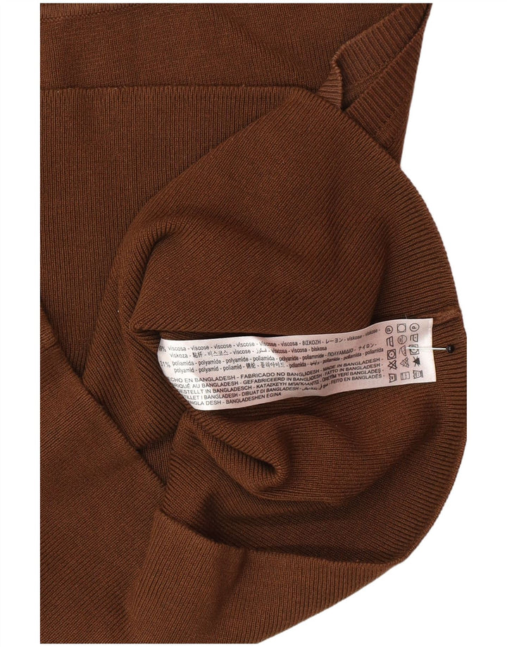 Zara Γυναικείο Αμάνικο Crop Top UK 12 μεσαία καφέ βισκόζη