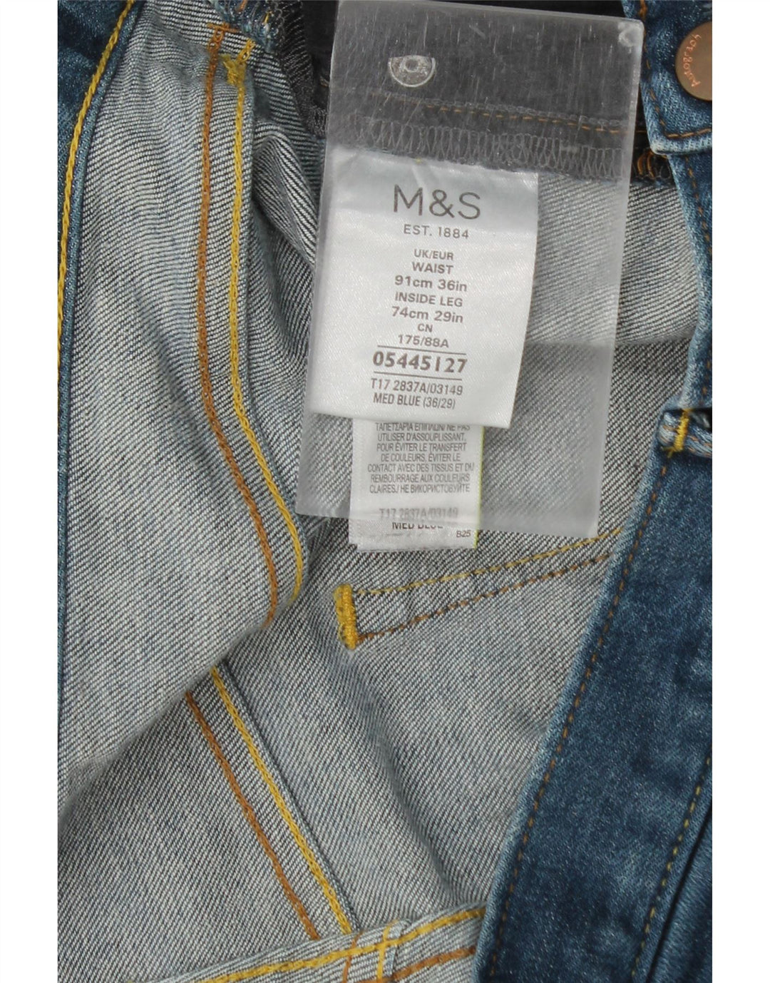 Marks & Spencer Ανδρικό Αυτόγραφο Straight Jeans W36 L27 Μπλε βαμβακερό