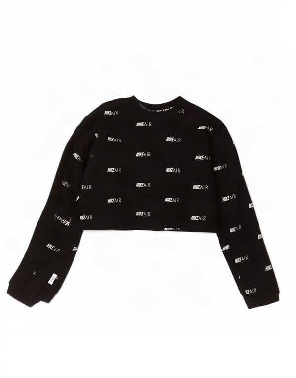 Γυναικείο τοπ Nike Crop, μακρυμάνικο UK 10 μικρού μεγέθους, μαύρο βαμβακερό