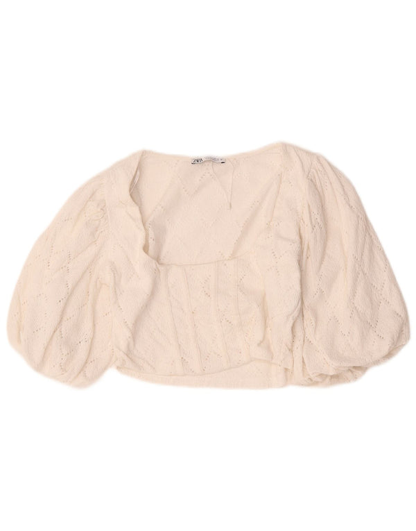 Zara γυναικεία μπλούζα Crop 3/4 μανίκια UK 14 μεγάλα βαμβακερά