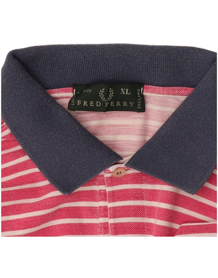Fred Perry Ανδρικό μπλουζάκι ράγκμπι πόλο XL ροζ ριγέ