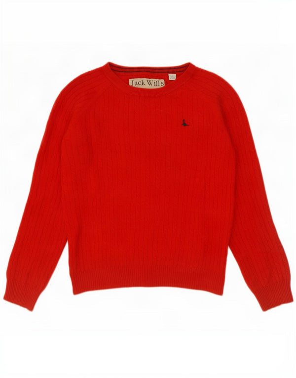 Jack Wills Γυναικείο πουλόβερ με λαιμόκαυμα UK 12 μεσαίο κόκκινο βαμβακερό