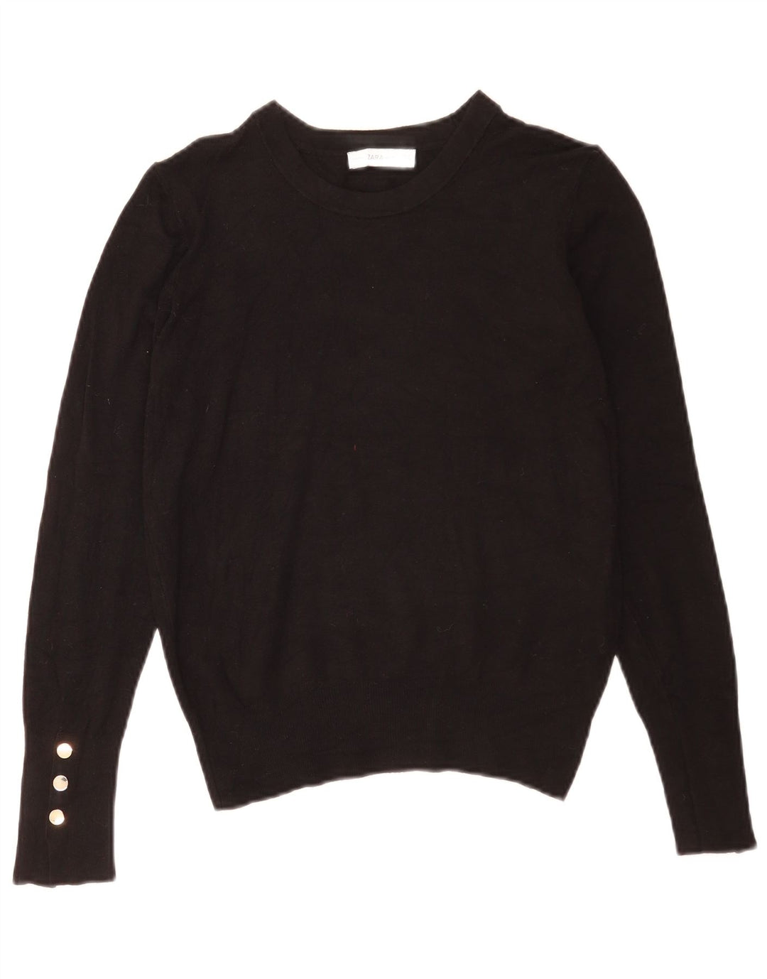 Zara Γυναικείο πουλόβερ με λαιμόκοψη UK 12 Medium Μαύρο