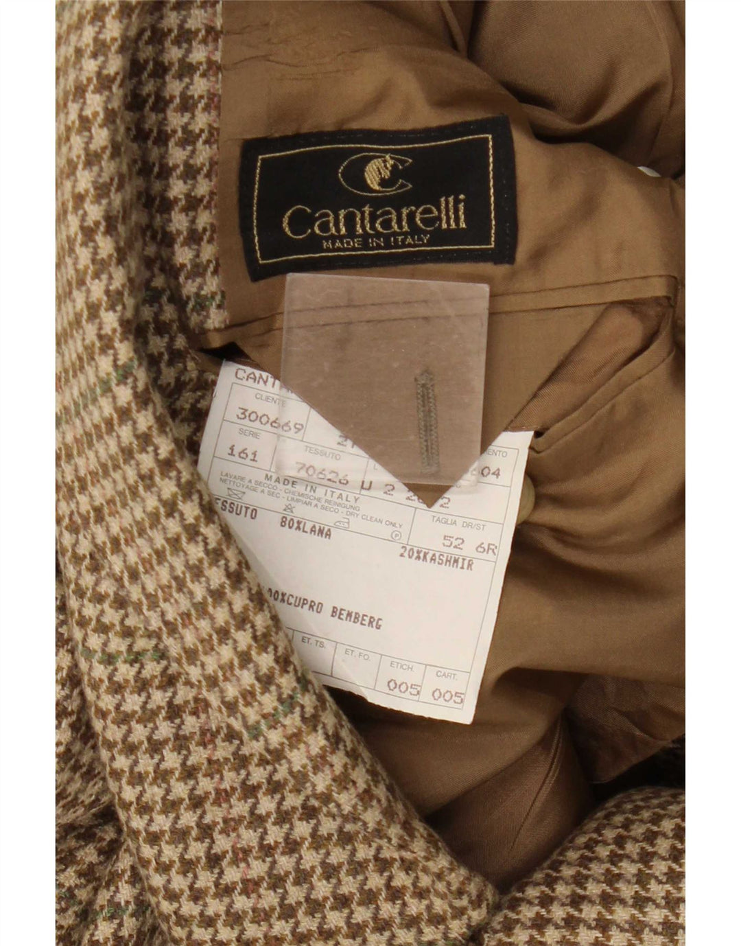 Cantarelli Ανδρικό σακάκι σακάκι με 2 κουμπιά IT 52 XL Καφέ Houndstooth Μαλλί