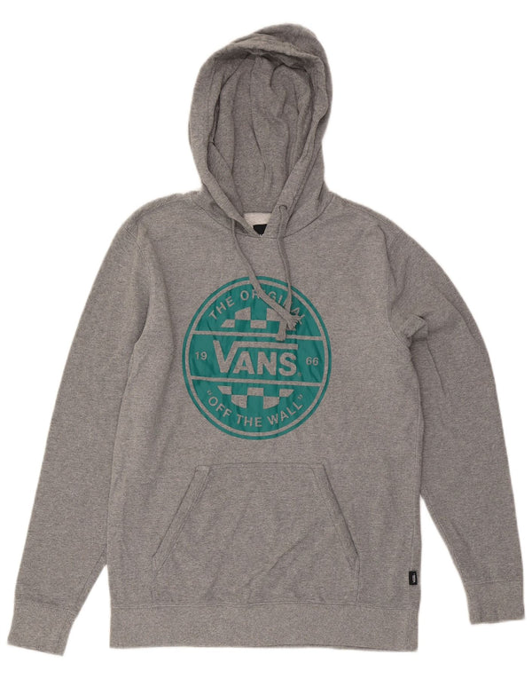 VANS Mens Graphic Hoodie Jumper XS Grey Cotton