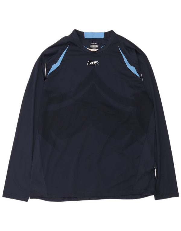 Ανδρικό μπλουζάκι Reebok μακρυμάνικο XL Navy Blue Colorblock Πολυεστέρας