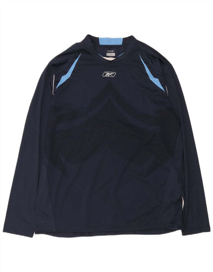 Ανδρικό μπλουζάκι Reebok μακρυμάνικο XL Navy Blue Colorblock Πολυεστέρας