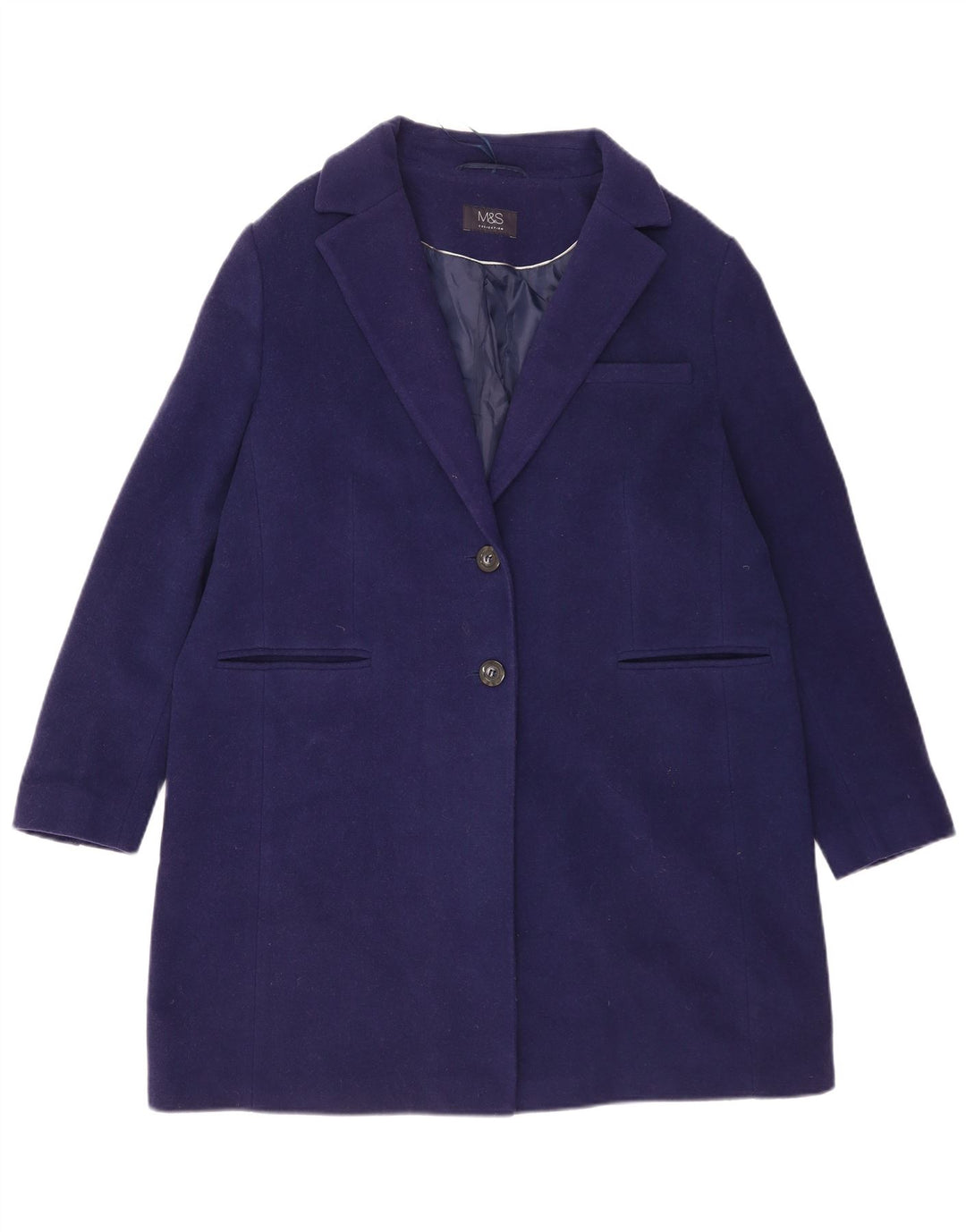 Marks & Spencer Γυναικείο Oversized Πανωφόρι UK 16 Large Blue Wool