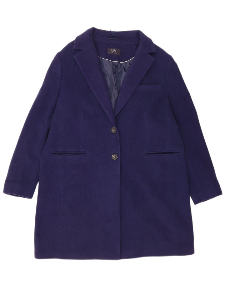 Marks & Spencer Γυναικείο Oversized Πανωφόρι UK 16 Large Blue Wool