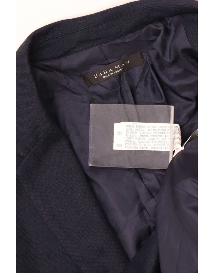 Zara Ανδρικό μπουφάν blazer 2 κουμπιών UK 38 Medium Navy Blue Polyester
