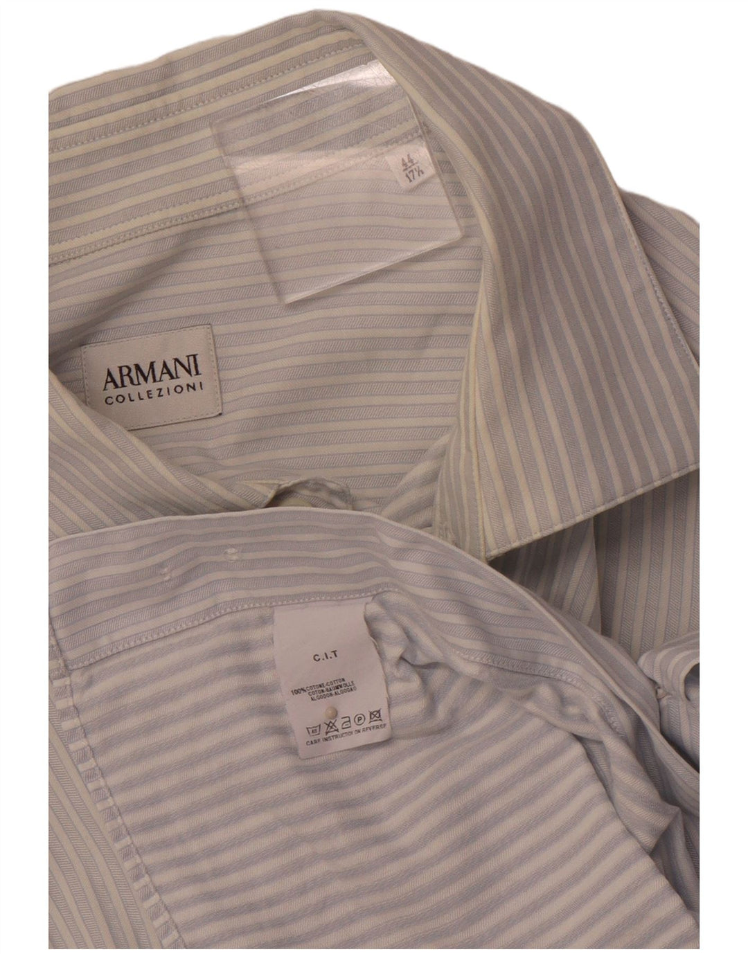 ARMANI COLLEZIONI Ανδρικό πουκάμισο μέγεθος 44 17 1/2 XL Μπλε ριγέ βαμβακερό