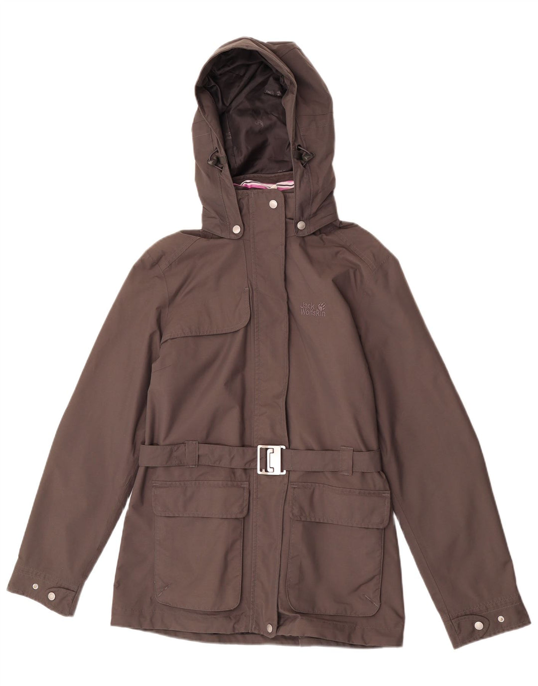 Jack Wolfskin γυναικείο μπουφάν βροχής με κουκούλα UK 12/14 Medium Grey Polyamide