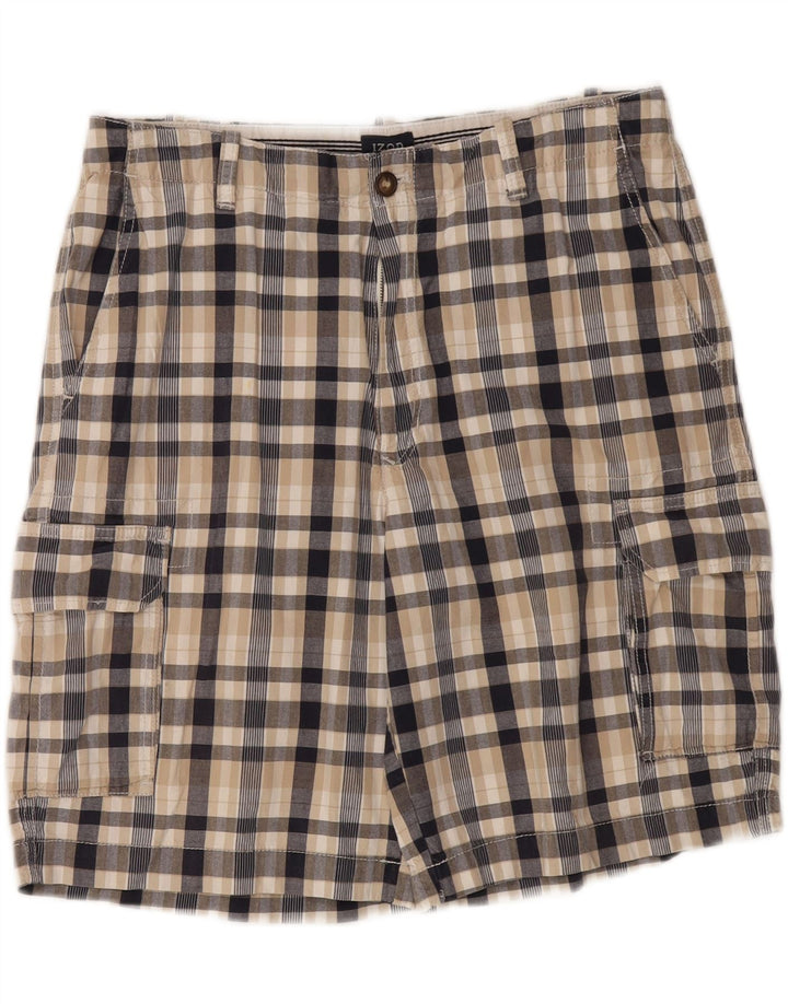 Ανδρικό σορτς Cargo Izod W34 Large Beige Check Cotton Classic