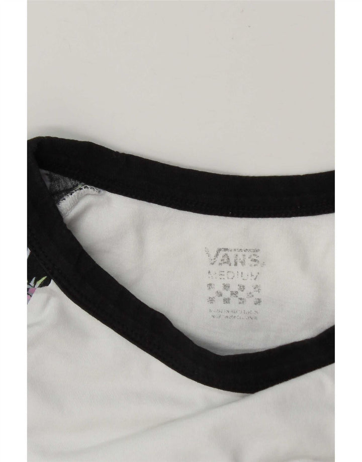 Vans Womens Top 3/4 Sleeve UK 14 Medium White Colourblock